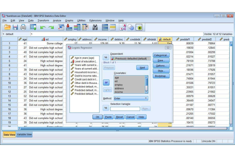 an image of the SPSS software